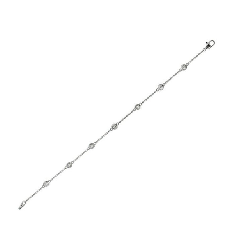 0.25 Carat Natural Diamond Bezel Bracelet G SI 14K